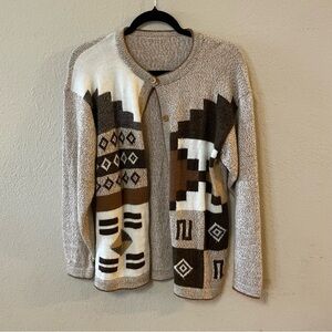 Woman’s geometric button down cardigan size small/medium neutral fall casual